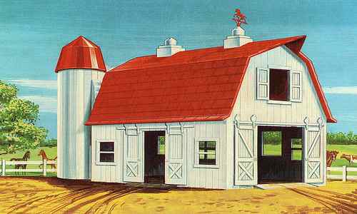 Wall Art - Drawing - White and Red Barn by CSA Images