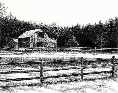 Wall Art - Drawing - Old Barn in Franklin Tennessee by Janet King