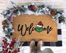 Grinch welcome mat Christmas Decoration