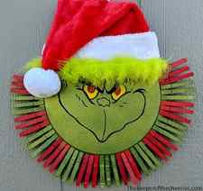 grinch clothespin wreath christmas decoration