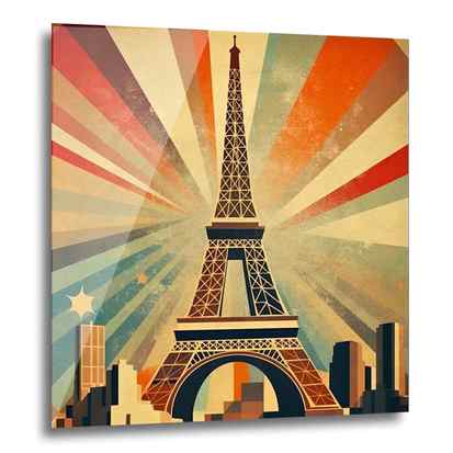 Paris Eiffel Tower - mural in the style of minimalism