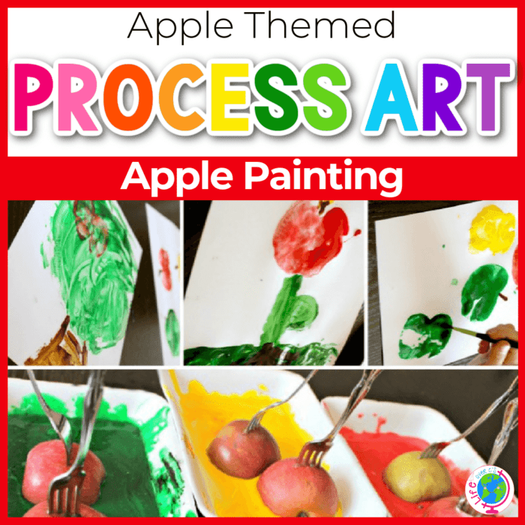 Apple printing with edible paint process art for kids