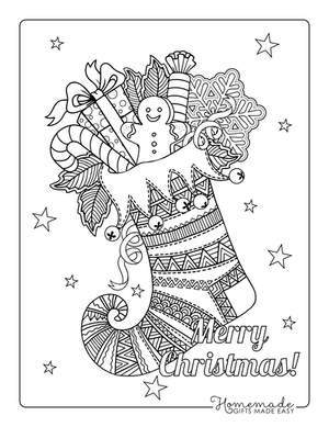 Stocking Coloring Pages Zentangle Candy Cookies Gifts