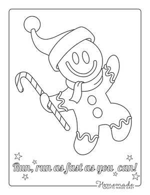 Gingerbread Man Template Coloring Page Candy Cane