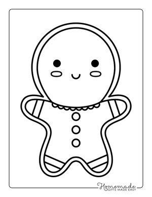 Gingerbread Man Template Cookie to Color