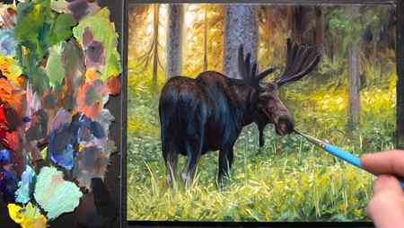 moose painting, wildlife art