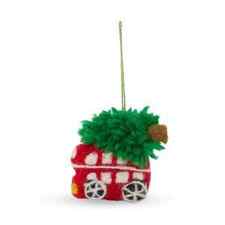 Double Decker Bus and Christmas Tree Wool Decoration