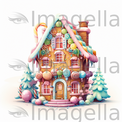 Gingerbread House Clipart in Pastel Colors Art Style Vector Art: EPS, SVG, 4K