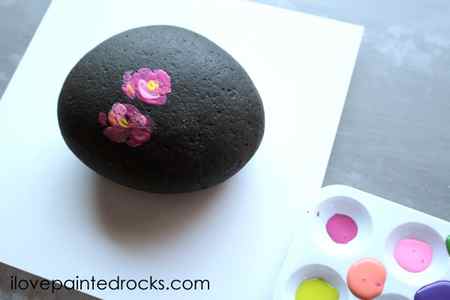 flower painting on rocks or stones
