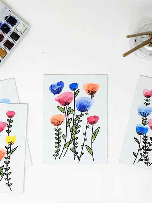 canvas with watercolor flowers