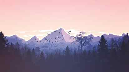 mountain and forest, digital art, landscape, mountains, fan art HD wallpaper