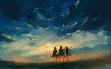 Attack on Titan Anime Clouds Sunset HD, cartoon/comic HD wallpaper
