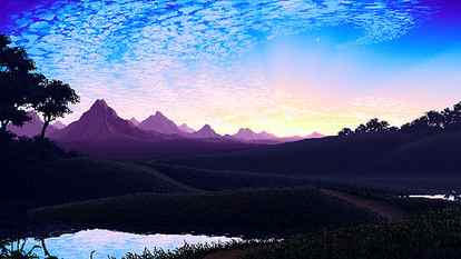 animated illustration of mountains, nature, pixel art, pixels HD wallpaper