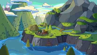 cartoon network mountains landscapes seas illustrations adventure time rivers 1920x1080 Nature Mountains HD Art HD wallpaper