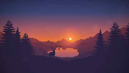deer and trees, deer in forest during sunset, drawing, animals HD wallpaper