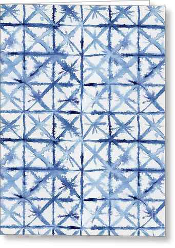 Shibori Kubo Watecolor X Pattern Line Work Indigo Blue by Audrey Jeanne Roberts