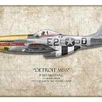 Detroit Miss P-51D Mustang - Map Background by Craig Tinder