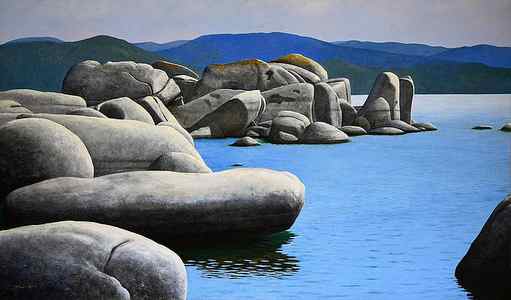 Wall Art - Painting - Lake Tahoe Rocky Cove by Frank Wilson