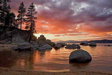 Wall Art - Painting - Sand Harbor Sunset Orton 8773 by Mike Jones Photo