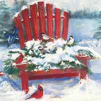 Red Chair In Winter by Carol Rowan