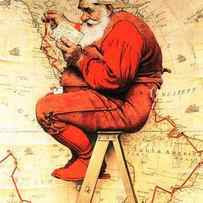 Santa At The Map by Norman Rockwell