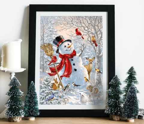 snowman diamond art frame christmas