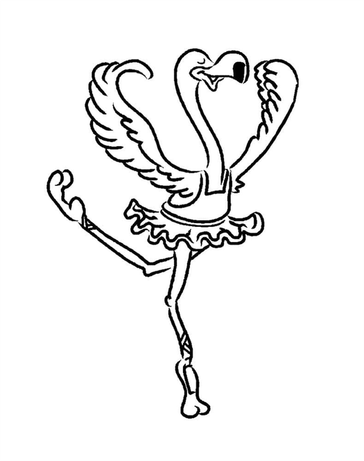 Coloring Page Flamingo Ballerina