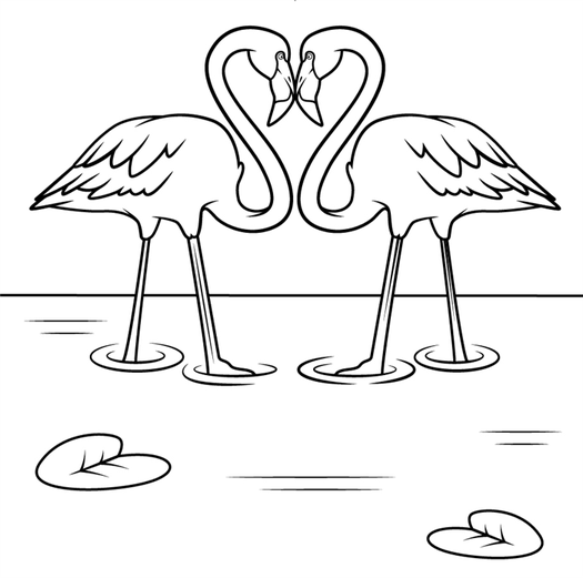 Flamingo Couple in the Water Coloring Pages