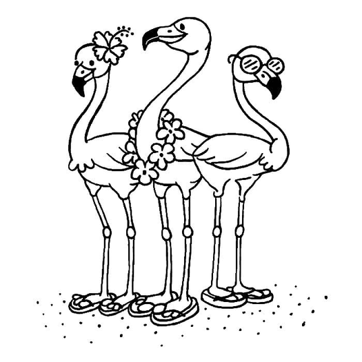 Three Summer Flamingos Coloring Sheet