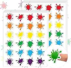 Whaline 480Pcs Paint Splat Stickers Colorful Splatter Shape Label Stickers Red Orange Yellow Green Self-Adhesive Decals fo. 
