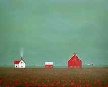 Original art for sale at UGallery.com | Overcast Sky Over the Poppy Farm by Sharon France | 5.909 zł | acrylic painting | 16