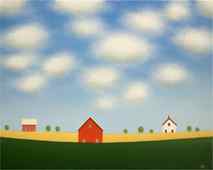 Original art for sale at UGallery.com | Red Barn on the Old Farm by Sharon France | 5.909 zł | acrylic painting | 16
