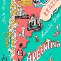 Illustrated Map Of Argentina Travel by Daria i
