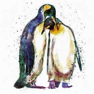 Wall Art - Painting - Penguin Couple by Marian Voicu