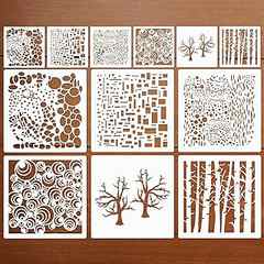 12 Pcs Mixed Media Stencils Sea Bubbles Spirals Template Cell Theory Cubist Stencil Aspen Trees Branches Painting Stencils. 