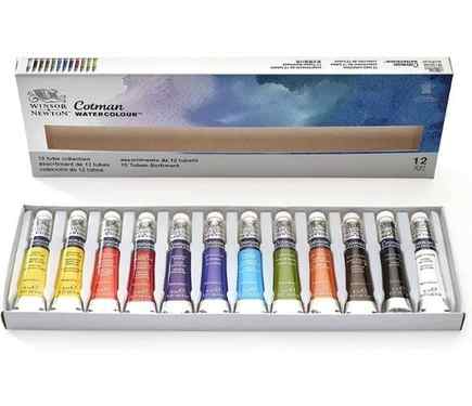 Winsor & Newton Cotman Water Colour Paint, Set of 12, 8ml Tubes