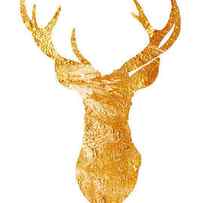 Gold deer silhouette watercolor art print by Joanna Szmerdt