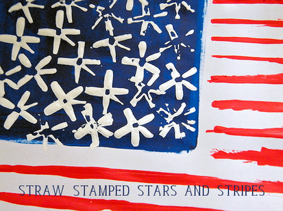 Straw stamped stars and stripes American flag craft, Kid Things
