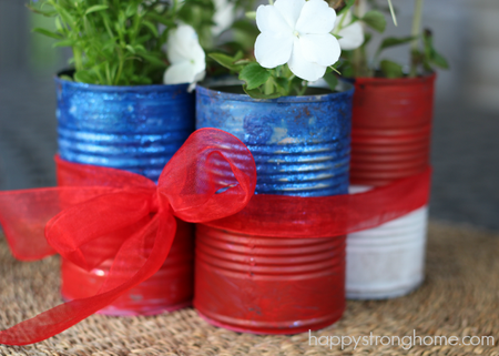 Patriotic tin can planter craft