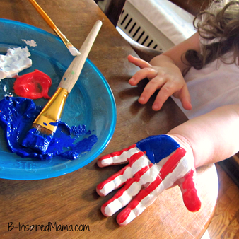 Patriotic hand print 4th of July crafts for kids