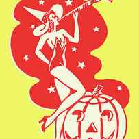 Woman Blowing Horn on Halloween by CSA Images