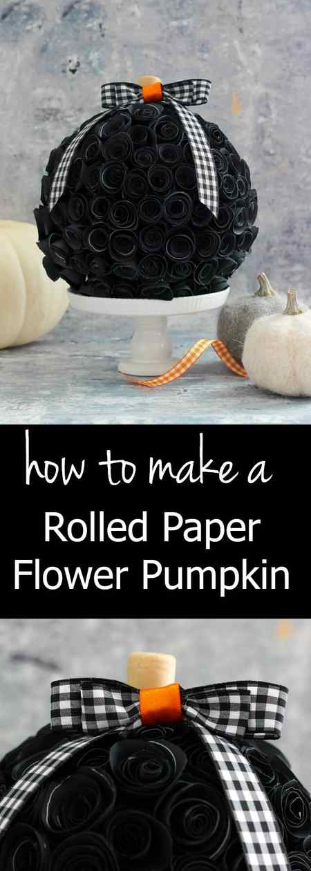 Make your own Rolled Paper Flower Pumpkin for Halloween using inexpensive and simple craft materials.