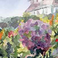 Purple Blossoms Monets Garden Watercolor Paintings of France by Beverly Brown Prints