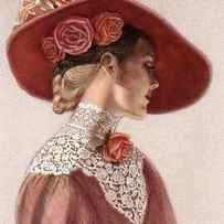 Victorian Lady in a Rose Hat by Sue Halstenberg