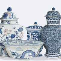 Chinoiserie Vase Quartet 3, Blue by Fab Funky