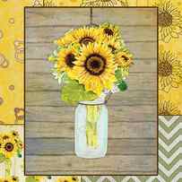 Modern Rustic Country Sunflowers in Mason Jar by Audrey Jeanne Roberts