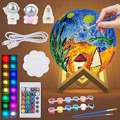 Minleway Unique Paint Your Own Moon Lamp Kit,16 Colors 5.9 Inch Moon Lamp Remote Control Arts Crafts for Boys Girls Art Su. 