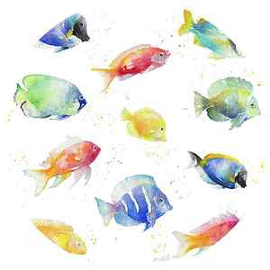 Wall Art - Painting - Tropical Fish Round by Lanie Loreth