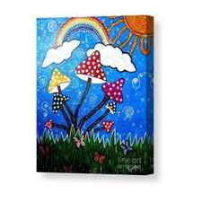 Whimsical Painting-Colorful Mushrooms Canvas Print / Canvas Art by Priyanka Rastogi