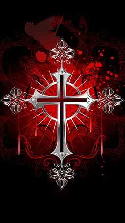 silver cross, christian, jesus, red abstract, red paint, shine, son of god, HD phone wallpaper